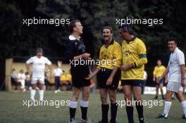 Nigel Mansell (GBR) Williams and Flavio Briatore (ITA) Benetton during a match of football
