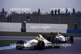 Christian Fittipaldi (BRA) Minardi M193 Ford Cosworth leads team-mate Fabrizio Barbazza (ITA)