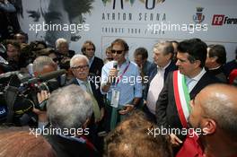 Commemoration ceremony at the Tamburello curve,Emanuele Pirro