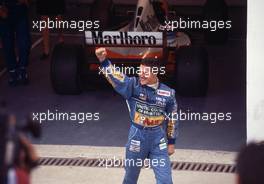 Michael Schumacher (GER) Benetton 1st position celebrate victory