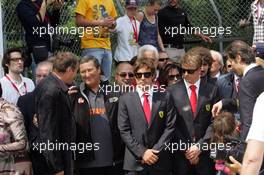 Commemoration ceremony at the Tamburello curve atmosphere Fernando Alonso and Kimi Raikkonen