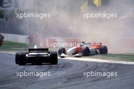 Mika Hakkinen (FIN) McLaren MP4/11 Mercedes Marlboro McLaren Mercedes spin at Tosa corner