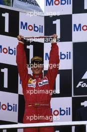 Michael Schumacher (GER) Ferrari 2nd position celebrate on podium