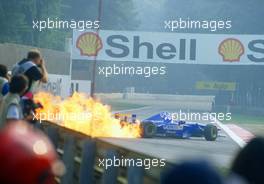 Jarno Trulli (ITA) Prost JS45 Mugen Honda Prost Grand Prix suffers a exploded engine