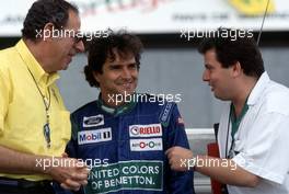 Formula One World Championship 1990 - Nelson Piquet (bra) Benetton B190 with Doctor Benigno Ben Bartoletti and Giorgio Ascanelli Team Ferrari