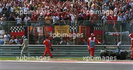 Mika Hakkinen (FIN) Mc Laren MP4/14 Mercedes retires after spin at Prima Variante during race