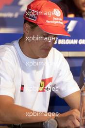 24.08.2000 Spa, Belgien, Michael Schumacher heute bei Pressekonferenz zum Formel 1 Grand Prix von Belgien in Spa. c xpb.cc