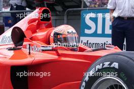 29.07.2000 Hockenheim, Deutschland, Michael Schumacherim Ersatzauto heute beim Qualifying zum Formel 1 Grand Prix von Deutschland in Hockenheim.  c xpb.cc