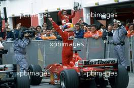 Michael Schumacher (GER) Ferrari 1st position celebrate victory