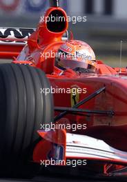 19.08.2001 Budapest, Ungarn, Michael Schumacher im Ferrari am Sonntag (19.08.2001) beim Formel 1 Grand Prix von Ungarn in Budapest. c xpb.cc