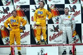 05.05.2002 Zolder, Belgien, DTM, PODIUM am Sonntag in Zolder, Christian Abt, 2ter, Laurent Aiello (Team ABT Sportsline) 1ter, Bernd Schneider, 3ter, Belgien c xpb.cc Email: info@xpb.cc, weitere Bilder auf der Datenbank: www.xpb.cc