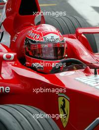 01.09.2002 Spa-Francorchamps, Belgien, F1 in Spa, Sonntag, Michael Schumacher (Ferrari, F2002, Nr. 01) auf der Strecke - WarmUp, Circuit de Spa Francorchamps, Formel 1 Grand Prix (GP) von Belgien 2002 (Belgian, BEL) c xpb.cc - weitere Bilder auf der Datenbank unter www.xpb.cc - Email: info@xpb.cc