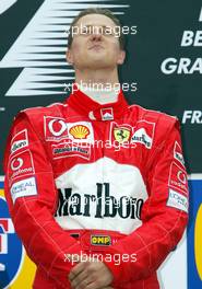 01.09.2002 Spa-Francorchamps, Belgien, F1 in Spa, Sonntag, Podium, Michael Schumacher (1ter), Circuit de Spa Francorchamps, Formel 1 Grand Prix (GP) von Belgien 2002 (Belgian, BEL) c xpb.cc - weitere Bilder auf der Datenbank unter www.xpb.cc - Email: info@xpb.cc