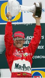 01.09.2002 Spa-Francorchamps, Belgien, F1 in Spa, Sonntag, Podium, Michael Schumacher (1ter), Circuit de Spa Francorchamps, Formel 1 Grand Prix (GP) von Belgien 2002 (Belgian, BEL) c xpb.cc - weitere Bilder auf der Datenbank unter www.xpb.cc - Email: info@xpb.cc