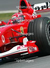 07.06.2002 Montreal, Kanada, F1 in Montreal, Training am Donnerstag, Michael Schumacher (Ferrari, F2002, Nr. 01) auf der Strecke, Formel 1 Grand Prix (GP) von Canada 2002, Ile Notre-Dame c xpb.cc - Email: info@xpb.cc, weitere Bilder auf der Datenbank: www.xpb.cc