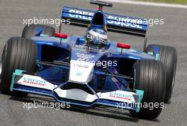 26.04.2002 Barcelona, Spanien, Barcelona, Training am Freitag, Nick Heidfeld (Sauber Petronas) auf der Strecke, Formel 1 Grand Prix (GP) von Spanien 2002. c xpb.cc Email: info@xpb.cc, weitere Bilder auf der Datenbank: www.xpb.cc
