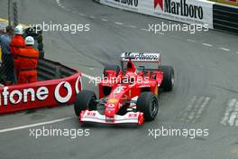 23.05.2002 Monte Carlo, Monaco, F1 in Monaco, Donnerstag, Training, Michael Schumacher (Ferrari) auf der Strecke, Formel 1 Grand Prix (GP) von Monaco 2002 in Monte Carlo, Monaco c xpb.cc Email: info@xpb.cc, weitere Bilder auf der Datenbank: www.xpb.cc