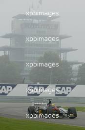 28.09.2002 Indianapolis, USA, F1 in Indianapolis, Samstag, Mark Webber (Minardi, PS02, Nr. 20) auf der Strecke, 2002 SAP United States Grand Prix - (USGP, Formel 1, USA, Grand Prix, GP). c xpb.cc - weitere Bilder auf der Datenbank unter www.xpb.cc - Email: info@xpb.cc