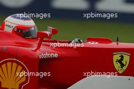 28.09.2002 Indianapolis, USA, F1 in Indianapolis, Samstag, Rubens Barrichello (Ferrari, F2002, Nr. 02) auf der Strecke, 2002 SAP United States Grand Prix - (USGP, Formel 1, USA, Grand Prix, GP). c xpb.cc - weitere Bilder auf der Datenbank unter www.xpb.cc - Email: info@xpb.cc