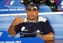 26.09.2002 Indianapolis, USA, F1 in Indianapolis, Donnerstag, FIA Pressekonferenz mit: Juan Pablo Montoya (BMW WilliamsF1), 2002 SAP United States Grand Prix - (USGP, Formel 1, USA, Grand Prix, GP). c xpb.cc - weitere Bilder auf der Datenbank unter www.xpb.cc - Email: info@xpb.cc