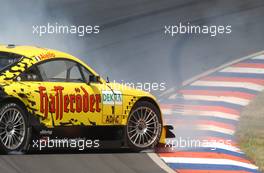 06.06.2003 Klettwitz, Deutschland, Laurent Aiello (FRA), Hasseröder Abt-Audi, Abt-Audi TT-R, spinning into the concrete barrier at the end of the session - DTM 2003 in Klettwitz, EuroSpeedway Lausitz, Lausitzring (Deutsche Tourenwagen Masters)  - Weitere Bilder auf www.xpb.cc, eMail: info@xpb.cc - Belegexemplare senden. c Copyright: Kennzeichnung mit: Miltenburg / xpb.cc