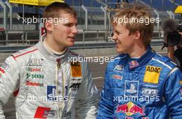 06.06.2003 Klettwitz, Deutschland, Martin Tomczyk (GER), S line Audi Junior Team, Portrait, and Mattias Ekström (SWE), PlayStation 2 Red Bull Abt-Audi, Portrait, talking about the crash of Christian Abt (GER), Hasseröder Abt-Audi - DTM 2003 in Klettwitz, EuroSpeedway Lausitz, Lausitzring (Deutsche Tourenwagen Masters)  - Weitere Bilder auf www.xpb.cc, eMail: info@xpb.cc - Belegexemplare senden. c Copyright: Kennzeichnung mit: Miltenburg / xpb.cc