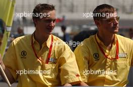 08.06.2003 Klettwitz, Deutschland, Peter Terting (GER), S line Audi Junior Team, Portrait, and Martin Tomczyk (GER), S line Audi Junior Team, Portrait, without overalls during the drivers parade, as they had to give their cars to respectively Christian Abt and Laurent Aiello - DTM 2003 in Klettwitz, EuroSpeedway Lausitz, Lausitzring (Deutsche Tourenwagen Masters)  - Weitere Bilder auf www.xpb.cc, eMail: info@xpb.cc - Belegexemplare senden. c Copyright: Kennzeichnung mit: Miltenburg / xpb.cc