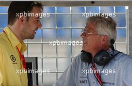 06.06.2003 Klettwitz, Deutschland, One of the Abt-Audi teammanager talking with Arno Zensen (GER), Team Manager at Team Rosberg, about taking the banked oval corner out of the circuit for the remainder of the weekend - DTM 2003 in Klettwitz, EuroSpeedway Lausitz, Lausitzring (Deutsche Tourenwagen Masters)  - Weitere Bilder auf www.xpb.cc, eMail: info@xpb.cc - Belegexemplare senden. c Copyright: Kennzeichnung mit: Miltenburg / xpb.cc