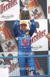 27.07.2003 Castle Donington, Großbritannien, Podium, Mattias Ekström (SWE), PlayStation 2 Red Bull Abt-Audi, Portrait (3rd) - DTM 2003 in Castle Donington, Donington Park (Deutsche Tourenwagen Masters, UK, GB, England)  - Weitere Bilder auf www.xpb.cc, eMail: info@xpb.cc - Belegexemplare senden. c Copyright: Kennzeichnung mit: Miltenburg / xpb.cc