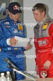 10.05.2003 Adria, Italien, Mattias Ekström (SWE), PlayStation 2 Red Bull Abt-Audi, Abt-Audi TT-R and Peter Dumbreck (GBR), OPC Team Phoenix, Opel Astra V8 Coupé discuss the result of the Super Pole Qualifying - DTM 2003 in Adria, Adria International Raceway (Deutsche Tourenwagen Masters)  - Weitere Bilder auf www.xpb.cc, eMail: info@xpb.cc - Belegexemplare senden. c Copyright: Kennzeichnung mit: Miltenburg / xpb.cc