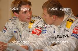 24.05.2003 Nürburg, Deutschland, Press Conference, Christijan Albers (NED), Express-Service AMG-Mercedes, Portrait, and Marcel Fässler (CHE), AMG-Mercedes, Portrait, 1st and 2nd in the Super Pole Qualifying - DTM 2003 in Nürburg, Grand-Prix-Kurs des Nürburgring (Deutsche Tourenwagen Masters)  - Weitere Bilder auf www.xpb.cc, eMail: info@xpb.cc - Belegexemplare senden. c Copyright: Kennzeichnung mit: Miltenburg / xpb.cc