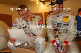 24.05.2003 Nürburg, Deutschland, Press Conference, Marcel Fässler (CHE), AMG-Mercedes, Portrait, and Martin Tomczyk (GER), S line Audi Junior Team, Portrait, happy with the result from the Super Pole Qualifying - DTM 2003 in Nürburg, Grand-Prix-Kurs des Nürburgring (Deutsche Tourenwagen Masters)  - Weitere Bilder auf www.xpb.cc, eMail: info@xpb.cc - Belegexemplare senden. c Copyright: Kennzeichnung mit: Miltenburg / xpb.cc