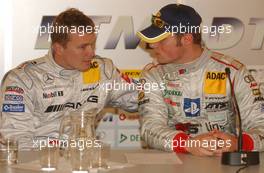 24.05.2003 Nürburg, Deutschland, Press Conference, Marcel Fässler (CHE), AMG-Mercedes, Portrait, and Martin Tomczyk (GER), S line Audi Junior Team, Portrait - DTM 2003 in Nürburg, Grand-Prix-Kurs des Nürburgring (Deutsche Tourenwagen Masters)  - Weitere Bilder auf www.xpb.cc, eMail: info@xpb.cc - Belegexemplare senden. c Copyright: Kennzeichnung mit: Miltenburg / xpb.cc