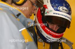 23.05.2003 Nürburg, Deutschland, Jeroen Bleekemolen (NED), OPC Euroteam, Portrait, looking through the data with his race engineer - DTM 2003 in Nürburg, Grand-Prix-Kurs des Nürburgring (Deutsche Tourenwagen Masters)  - Weitere Bilder auf www.xpb.cc, eMail: info@xpb.cc - Belegexemplare senden. c Copyright: Kennzeichnung mit: Miltenburg / xpb.cc