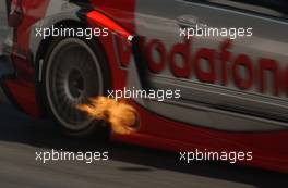 22.06.2003 Nürnberg, Deutschland, Fire from the exhaust from the car of Bernd Schneider (GER), Vodafone AMG-Mercedes, Mercedes-Benz CLK-DTM - DTM 2003 in Nürnberg, Norisring (Deutsche Tourenwagen Masters)  - Weitere Bilder auf www.xpb.cc, eMail: info@xpb.cc - Belegexemplare senden. c Copyright: Kennzeichnung mit: Miltenburg / xpb.cc