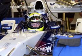 07.03.2003 Melbourne, Australien, MEL, Formel1, Freitag, 2tes freise Training (11-12am),  Ralf Schumacher (D, 04), BMW WilliamsF1 Team, in der Box (Pit) - Albert Park Circuit, (Fosters Australian Grand Prix 2003, Victoria, Australia, Formel 1, F1)  c Copyright: Photos mit - xpb.cc - kennzeichnen, weitere Bilder auf www.xpb.cc, eMail: info@xpb.cc - Belegexemplare senden.