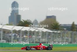 07.03.2003 Melbourne, Australien, MEL, Formel1, Freitag, 1tes Qualifying (1-2pm),  Rubens Barrichello (BR, 02), Scuderia Ferrari Marlboro, F2002, auf der Strecke (Track)  - Albert Park Circuit, (Fosters Australian Grand Prix 2003, Victoria, Australia, Formel 1, F1)  c Copyright: Photos mit - xpb.cc - kennzeichnen, weitere Bilder auf www.xpb.cc, eMail: info@xpb.cc - Belegexemplare senden.