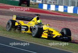 08.03.2003 Melbourne, Australien, MEL, Formel1, Samstag, Training, Ralph Fireman (GB, 12), Jordan Ford, EJ13, auf der Strecke (Track), im Gras - Albert Park Circuit, (Fosters Australian Grand Prix 2003, Victoria, Australia, Formel 1, F1)  c Copyright: Photos mit - xpb.cc - kennzeichnen, weitere Bilder auf www.xpb.cc, eMail: info@xpb.cc - Belegexemplare senden.