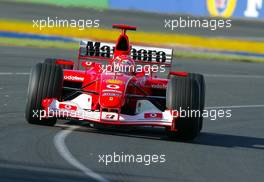 08.03.2003 Melbourne, Australien, MEL, Formel1, Samstag, Training, Michael Schumacher (D, 01), Scuderia Ferrari Marlboro, F2002, auf der Strecke (Track) - Albert Park Circuit, (Fosters Australian Grand Prix 2003, Victoria, Australia, Formel 1, F1)  c Copyright: Photos mit - xpb.cc - kennzeichnen, weitere Bilder auf www.xpb.cc, eMail: info@xpb.cc - Belegexemplare senden.