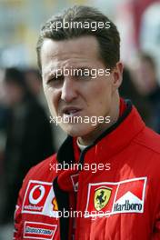 04.02.2003 Barcelona, Spanien, BCN, Formel1 Tests, Dienstag, Michael Schumacher (D), Scuderia Ferrari Marlboro, Portrait - Circuit de Catalunya in Granollers bei Barcelona  (Februar, Testfahrten, Catalunia, Spain, Formel 1, F1, 2003)  c Copyright: Photos mit - xpb.cc - kennzeichnen, weitere Bilder auf der Bilddatenbank