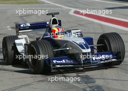 14.01.2003 Barcelona, Spanien, BCN, Formel1 Tests, Montag, hier: Testfahrer Olivier Beretta (BMW WilliamsF1) in der Box - Circuit de Catalunia in Granollers bei Barcelona (Januar, Testfahrten, Spain, Formel 1, F1, 2003)  c Copyright: Photos mit - xpb.cc - kennzeichnen, weitere Bilder auf der Bilddatenbank