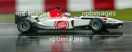 13.06.2003 Montreal, Kanada, CAN, Formel1, Freitag, Jenson Button (GB, 17), Lucky Strike BAR Honda, BAR005, auf der Strecke (Track) - Formel 1 Grand Prix (GP) von Kanada 2003 auf dem Circuit Gilles Villeneuve, Ile Notre-Dame, Canada, Quebec, F1 - Weitere Bilder auf www.xpb.cc, eMail: info@xpb.cc - Belegexemplare senden. Abdruck ist honorarpflichtig. c Copyrightnachweis: xpb.cc