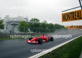 14.06.2003 Montreal, Kanada, CAN, Formel1, Samstag, Michael Schumacher (D, 01), Scuderia Ferrari Marlboro, F2003-GA, auf der Strecke (Track) - Formel 1 Grand Prix (GP) von Kanada 2003 auf dem Circuit Gilles Villeneuve, Ile Notre-Dame, Canada, Quebec, F1 - Weitere Bilder auf www.xpb.cc, eMail: info@xpb.cc - Belegexemplare senden. Abdruck ist honorarpflichtig. c Copyrightnachweis: xpb.cc