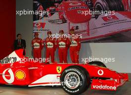 07.02.2003 Maranello, Italien, Ferrari, offizielle Formel1 Präsentation (Launch des F2003GA), Scuderia Ferrari Marlboro, in der neuen Logistik-Halle auf dem Gelände von Ferrari, hier: Jean Todt, Felipe Massa, Luca Badoer, Rubens Barrichello, Michael Schumacher - (Februar, Mugello, Italy, Formel 1, F1, 2003)  c Copyright: Photos mit - xpb.cc - kennzeichnen, weitere Bilder auf der Bilddatenbank