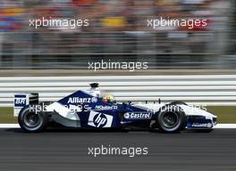 01.08.2003 Mannheim, Deutschland, F1 am Hockenheimring, Ralf Schumacher (D, 04), BMW WilliamsF1 Team, FW25, auf der Strecke (Track) - Freitag, Formel 1 Grand Prix (GP), Großer Preis von Deutschland 2003 (Länge 4.574m, Baden Württemberg) - Alle Bilder auf www.xpb.cc, eMail: info@xpb.cc - Abdruck ist honorarpflichtig. c Copyrightnachweis: xpb.cc