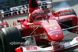 01.08.2003 Mannheim, Deutschland, F1 am Hockenheimring, Michael Schumacher (D, 01, F2003-GA), Scuderia Ferrari Marlboro, fährt aus der Box (Pit) - Freitag, Formel 1 Grand Prix (GP), Großer Preis von Deutschland 2003 (Länge 4.574m, Baden Württemberg) - Alle Bilder auf www.xpb.cc, eMail: info@xpb.cc - Abdruck ist honorarpflichtig. c Copyrightnachweis: xpb.cc