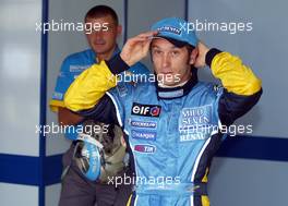 02.08.2003 Mannheim, Deutschland, F1 am Hockenheimring, Qualyfying, Jarno Trulli (I, 07), Mild Seven Renault F1 Team, Portrait - Samstag, Formel 1 Grand Prix (GP), Großer Preis von Deutschland 2003 (Länge 4.574m, Baden Württemberg) - Alle Bilder auf www.xpb.cc, eMail: info@xpb.cc - Abdruck ist honorarpflichtig. c Copyrightnachweis: xpb.cc