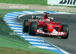02.08.2003 Hockenheim, Deutschland, F1 am Hockenheimring, Rubens Barrichello (BR, 02), Scuderia Ferrari Marlboro, F2003-GA, auf der Strecke (Track)  - Samstag, Formel 1 Grand Prix (GP), Großer Preis von Deutschland 2003 (Länge 4.574m, Baden Württemberg) - Alle Bilder auf www.xpb.cc, eMail: info@xpb.cc - Abdruck ist honorarpflichtig. c Copyrightnachweis: xpb.cc