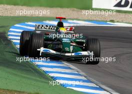 02.08.2003 Hockenheim, Deutschland, F1 am Hockenheimring, Mark Webber (AUS, 14), Jaguar Racing, R4, auf der Strecke (Track) - Samstag, Formel 1 Grand Prix (GP), Großer Preis von Deutschland 2003 (Länge 4.574m, Baden Württemberg) - Alle Bilder auf www.xpb.cc, eMail: info@xpb.cc - Abdruck ist honorarpflichtig. c Copyrightnachweis: xpb.cc