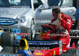 03.08.2003 Hockenheim, Deutschland, F1 am Hockenheimring, Rennen, Michael Schumacher (D, 01), Scuderia Ferrari Marlboro, Portrait - Sonntag, Formel 1 Grand Prix (GP), Großer Preis von Deutschland 2003 (Länge 4.574m, Baden Württemberg) - Alle Bilder auf www.xpb.cc, eMail: info@xpb.cc - Abdruck ist honorarpflichtig. c Copyrightnachweis: xpb.cc